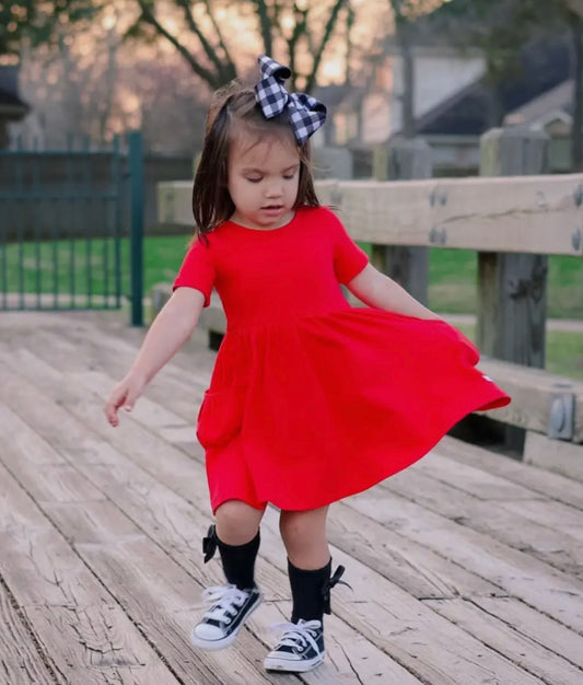 Rosie Elizabeth Red Pocket Dress