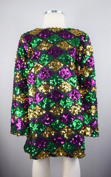 Mardi Gras Purple, Gold and Green Sequin Dress