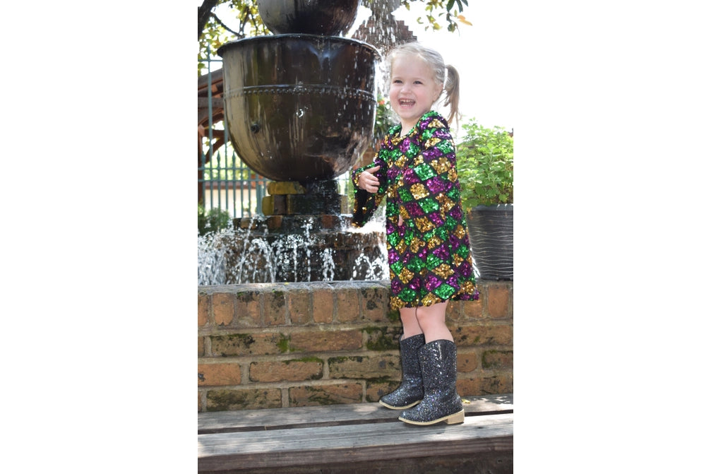 Mardi Gras Purple, Gold and Green Sequin Dress