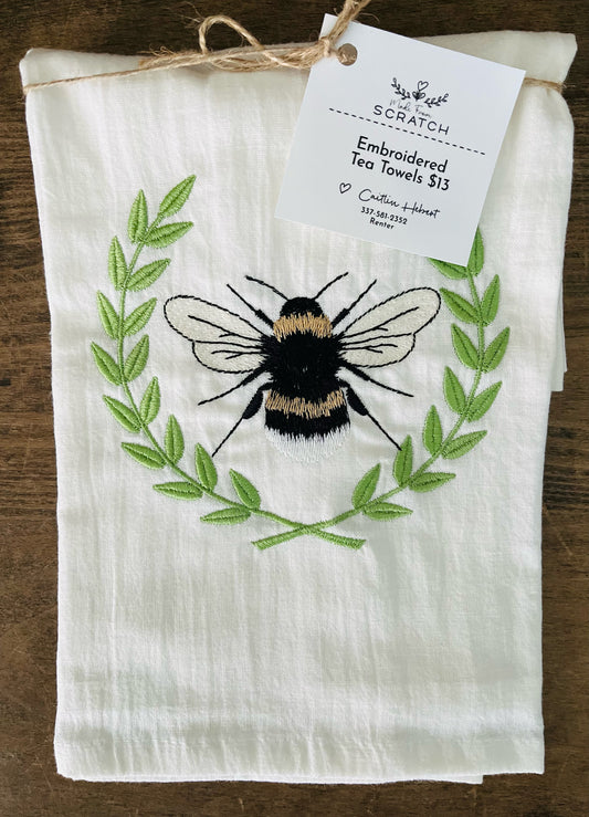 Bee Embroidered Tea Towels
