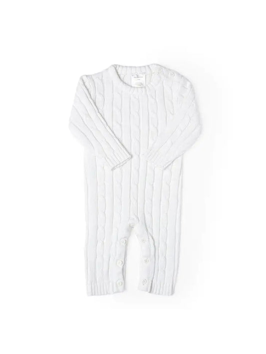 Unisex White Cable Knit Playsuit